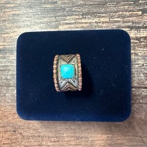 Turquoise and Bronze Artisan Ring